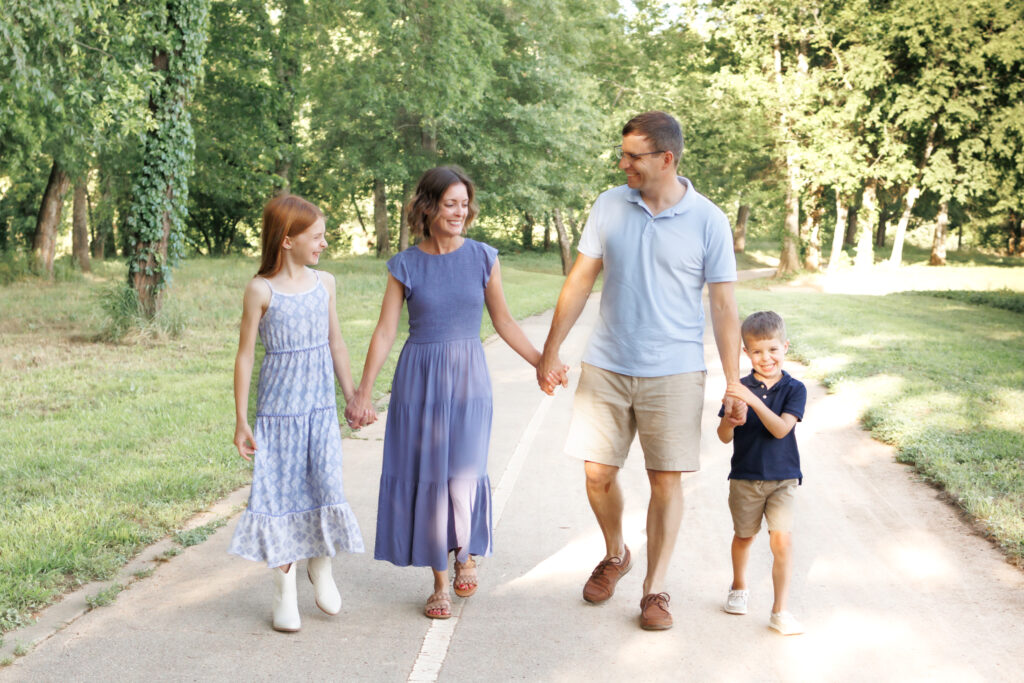 Family photo in Hays Preserve in Huntsville, AL